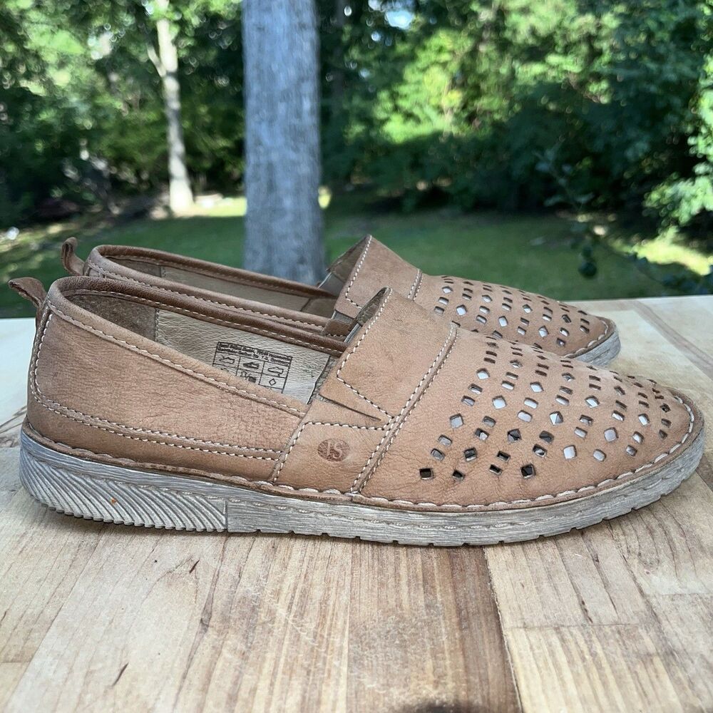 Josef Seibel Women's Sofie Sz 39 US 8.5 Leather Espadrilles, Beige Creme
